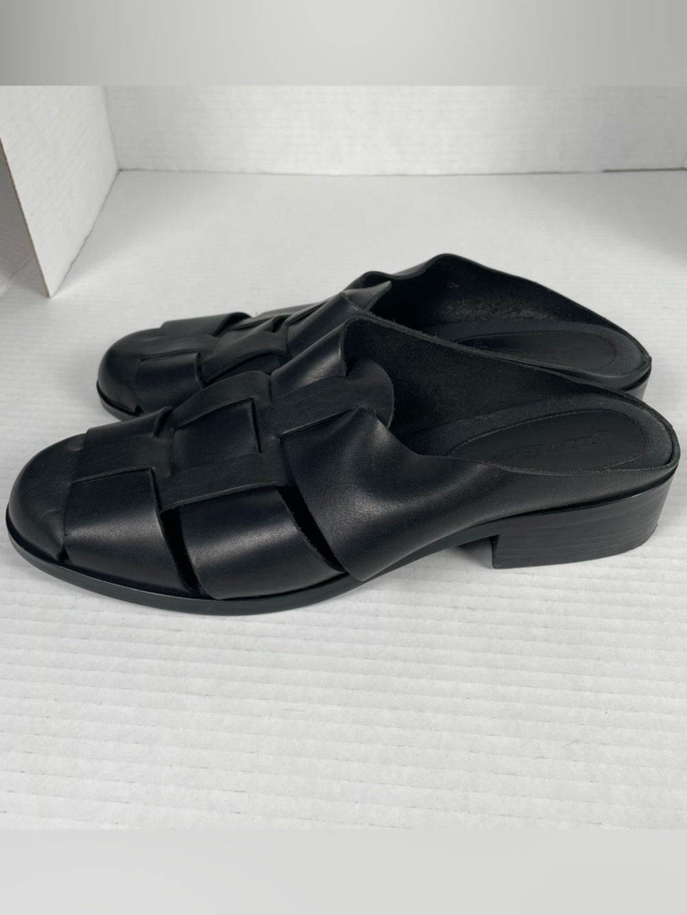 NOT FOR SALE Rare Vintage 90s Fisherman Mules Sandal 10 Black Leather Brazil - Picture 6 of 16
